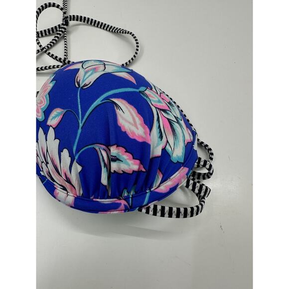 Shade and Shore Womens Swimsuit Bikini Top Padded Push Up Blue Floral - Picture 5 of 8